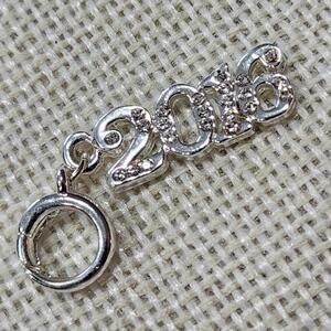Silver 2016 Number Charm with Rhinestones